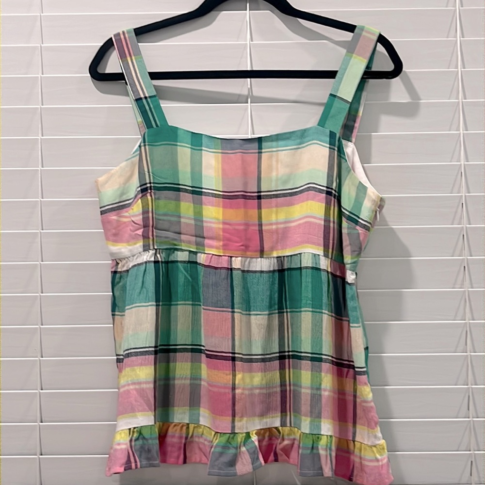 NWT Loft Women’s size 8 Thick Strap Multi-color Plaid Cami